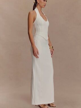 Meshki white Alma high waist midi skirt - bachelorette outfit bridal BNWT